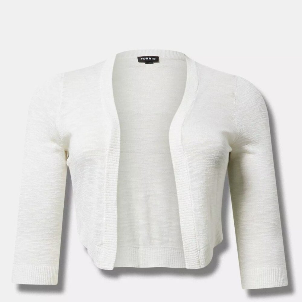 TORRID 3/4 Sleeve Cropped Sweater Shrug tissue weight 1X NWOT